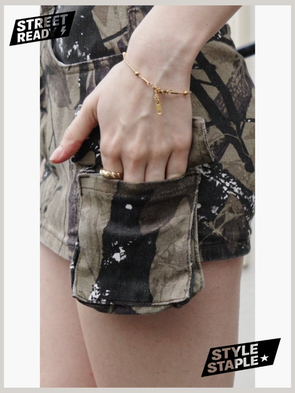 Y2k Camo Print Mini Cargo Skirt Low Rise Bodycon with Flap Pockets - Picture 6 of 6